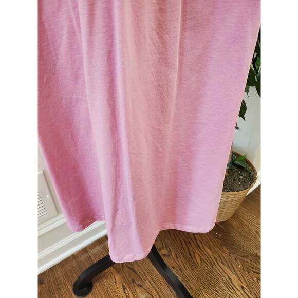 Asos Design Womens Solid Pink Cotton Round Neck Long Sleeve Knee Length Dress 16 - Picture 4 of 12